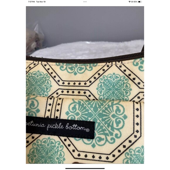 Petunia Pickle Bottom Touring Tote Diaper Bag Crossbody Beige/Teal ****READ - Picture 12 of 12